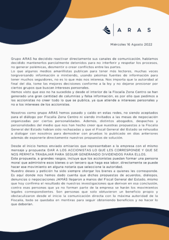 Noticias Chihuahua PAUSA.MX Reactiva ARAS comunicación con socios a través de su Facebook