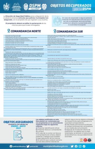 Noticias Chihuahua PAUSA.MX Publica Policía Municipal listado de objetos robados recuperados Noticias Chihuahua Pausa.MX Publica Policía Municipal listado de objetos robados recuperados