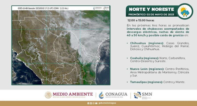 Noticias Chihuahua Pausa.MX Prevé Protección Civil Estatal, lluvias y vientos para las próximas horas