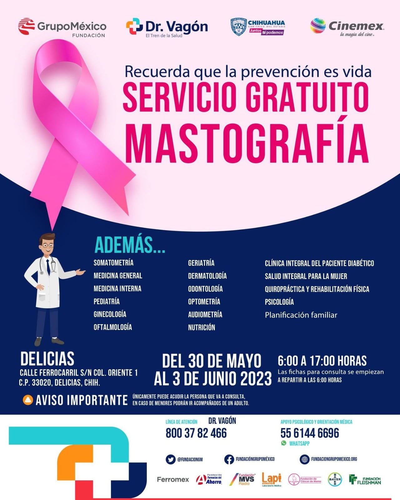 Noticias Chihuahua PAUSA.MX Ofrecerá Dr. Vagón atención médica gratuita del 30 de mayo al 3 de junio en ciudad Delicias