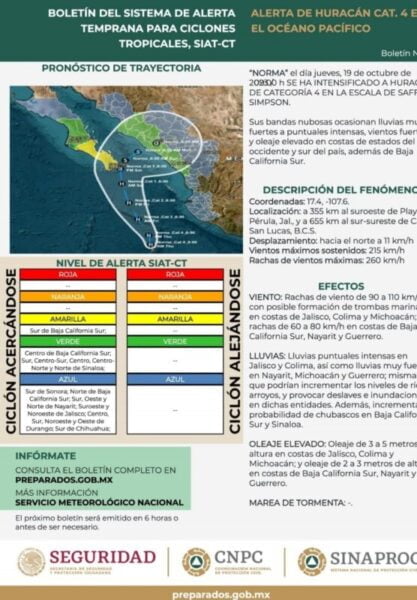 Noticias Chihuahua PAUSA.MX Emite Protección Civil Alerta Azul para 6 municipios de la entidad por aproximación del huracán “Norma”
