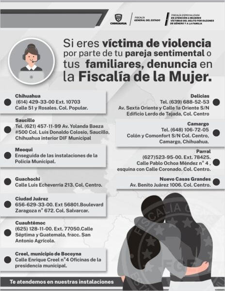 Noticias Chihuahua PAUSA.MX Informa FEM datos de contacto para recepción de denuncias por delitos de género