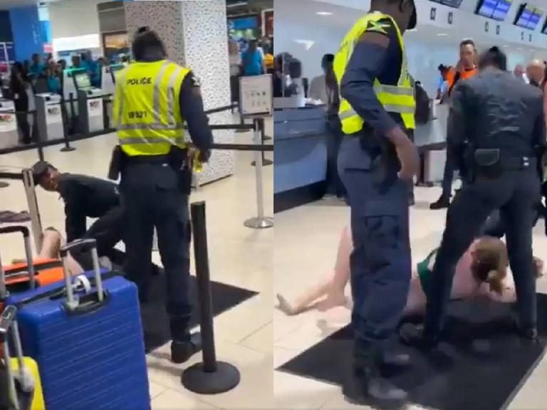 Mujer ataca a policías, se desnuda y exigir “sexo” en el aeropuerto de Jamaica