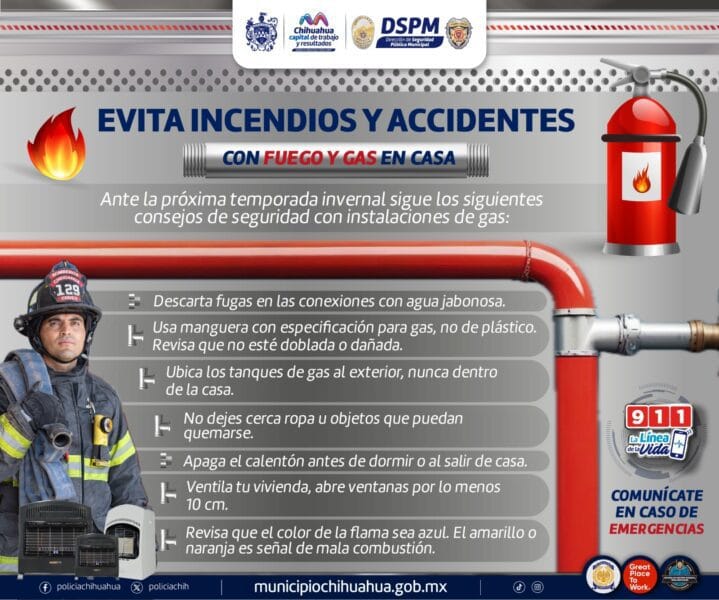 Noticias Chihuahua PAUSA.MX Ante arribo de primeros frentes fríos, pide Bomberos revisar calentones