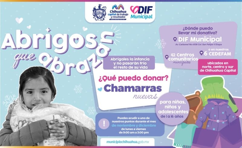 Noticias Chihuahua PAUSA.MX ¡Haz un invierno más cálido! invita Municipio a donar chamarras en campaña “Abrigos que Abrazan 2024”