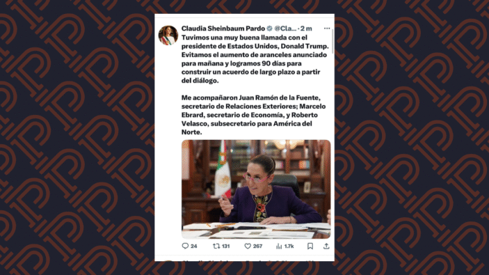 Logra Sheinbaum prórroga de 90 días para evitar aumento de aranceles de Trump