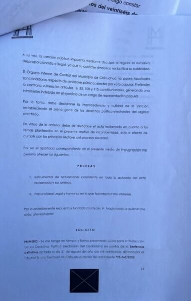 Noticias Chihuahua PAUSA.MX Se lanza Oly Franco vs Riggs por impugnar para no disculparse