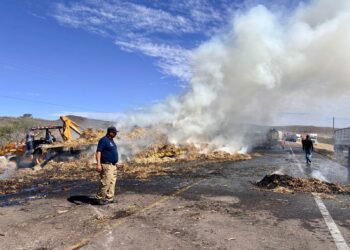Sofocaron bomberos de Parral incendio de pacas en la vía corta a Chihuahua