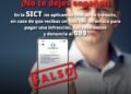 Alerta SICT sobre mensajes falsos de infracciones