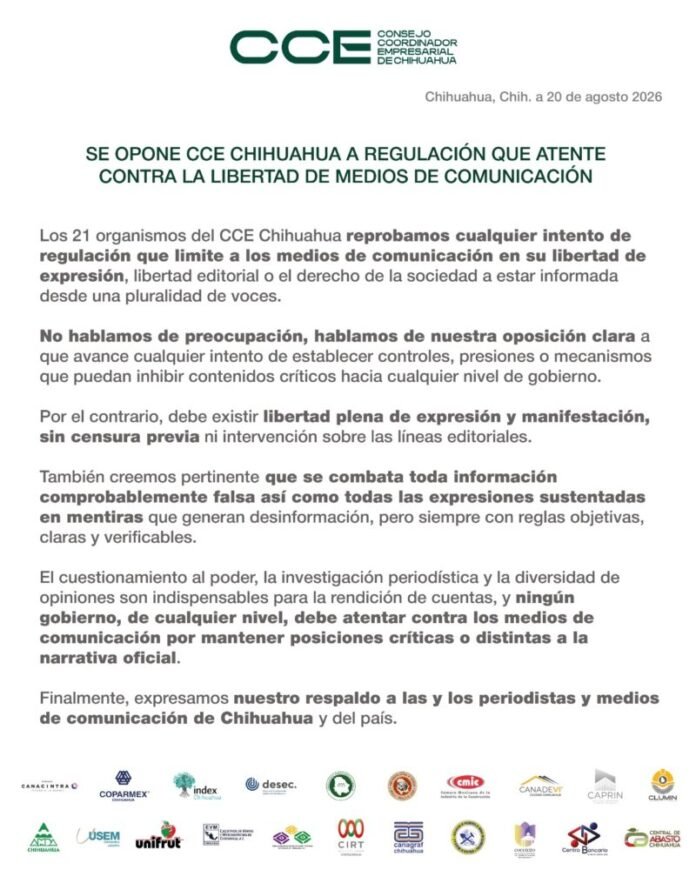 Rechaza CCE regulación que atente contra la liberta de expresión de medios de comunicación