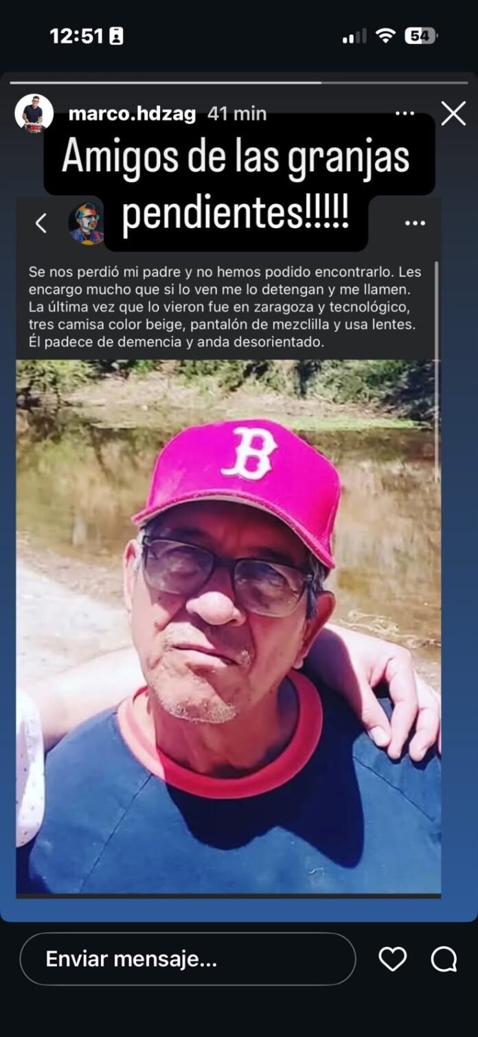 Buscan a adulto mayor visto por última vez entre Zaragoza y Tecnológico 