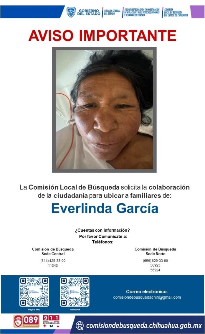 Buscan a familiares de Everlinda García
