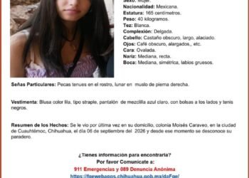 Buscan a Fernanda Sarahi Caballero Peña en Cuauhtémoc