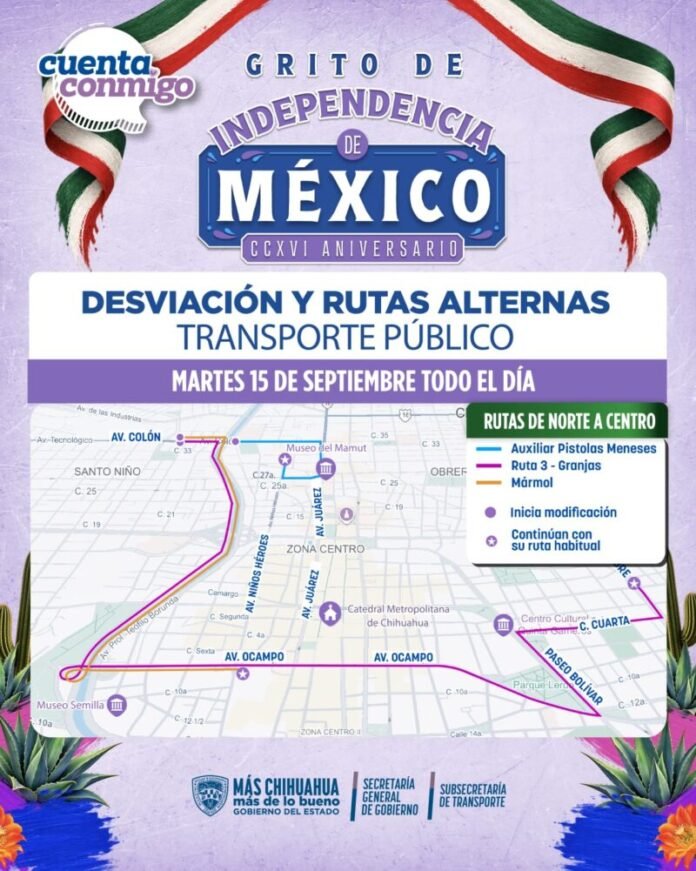 Modifican rutas de transporte por Grito de Independencia