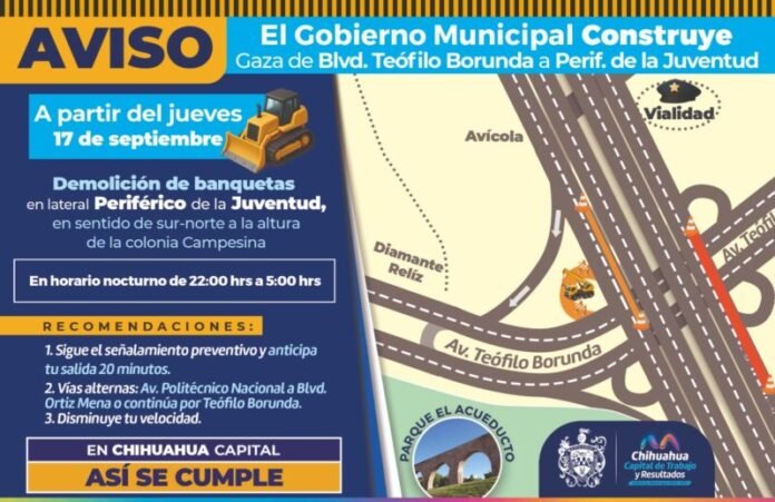 Realizarán trabajos de reconfiguración vial temporal en lateral del periférico de la Juventud