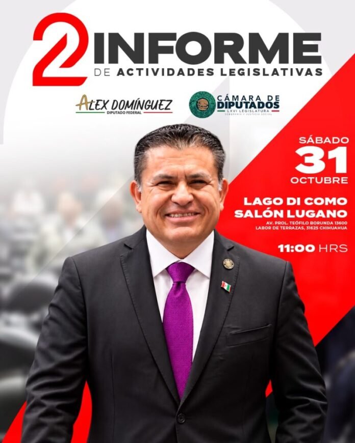 Alex Domínguez presentará su segundo Informe Legislativo este 31 de octubre