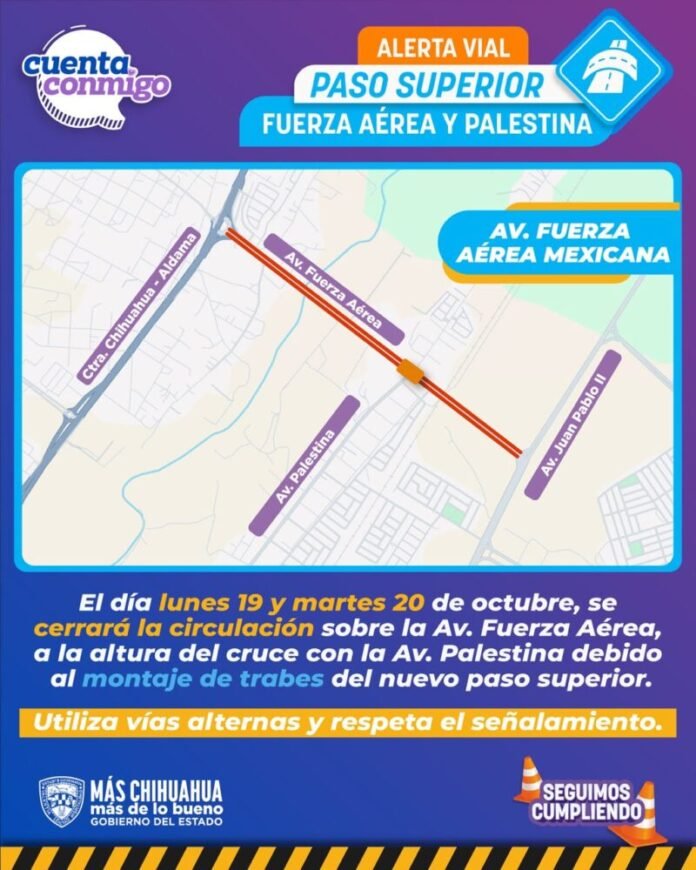 Suspenderán circulación en Fuerza Aérea los días 19 y 20 de octubre